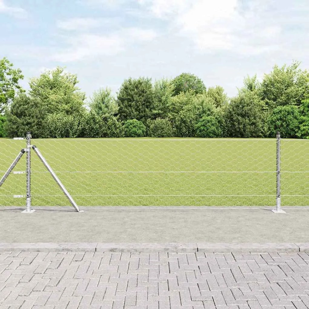 vidaXL Σετ Φράχτη Γαλβανισμένος Χάλυβας 25 x 0.5 μ (50 mm διχτύ)