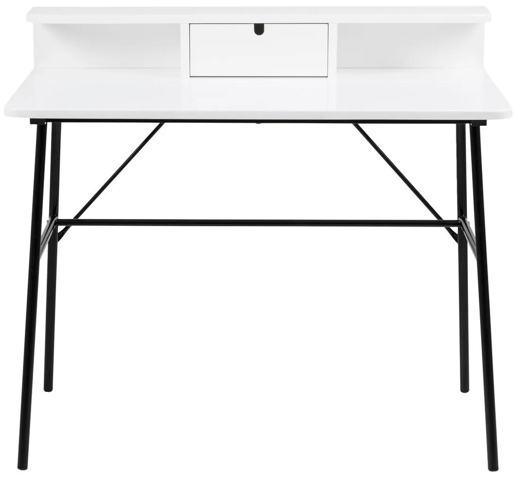 Τραπέζι γραφείου Oakland 216, Με συρτάρια, Αριθμός συρταριών: 1, 75x100x55cm, 16 kg, Μαύρο, Άσπρο | Epipla1.gr