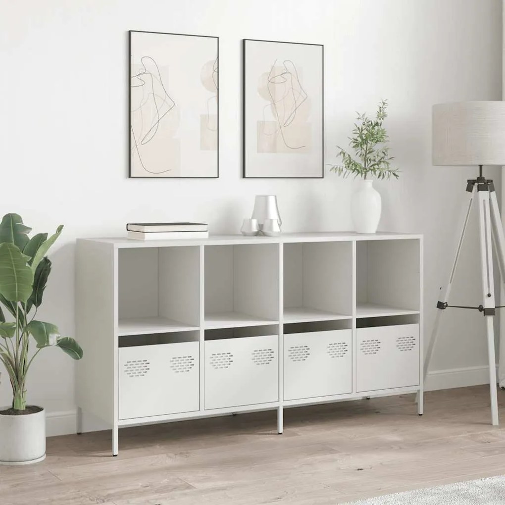 Sideboard Λευκό 135x39x73,5 cm Ατσάλι ψυχρής έλασης - Λευκό