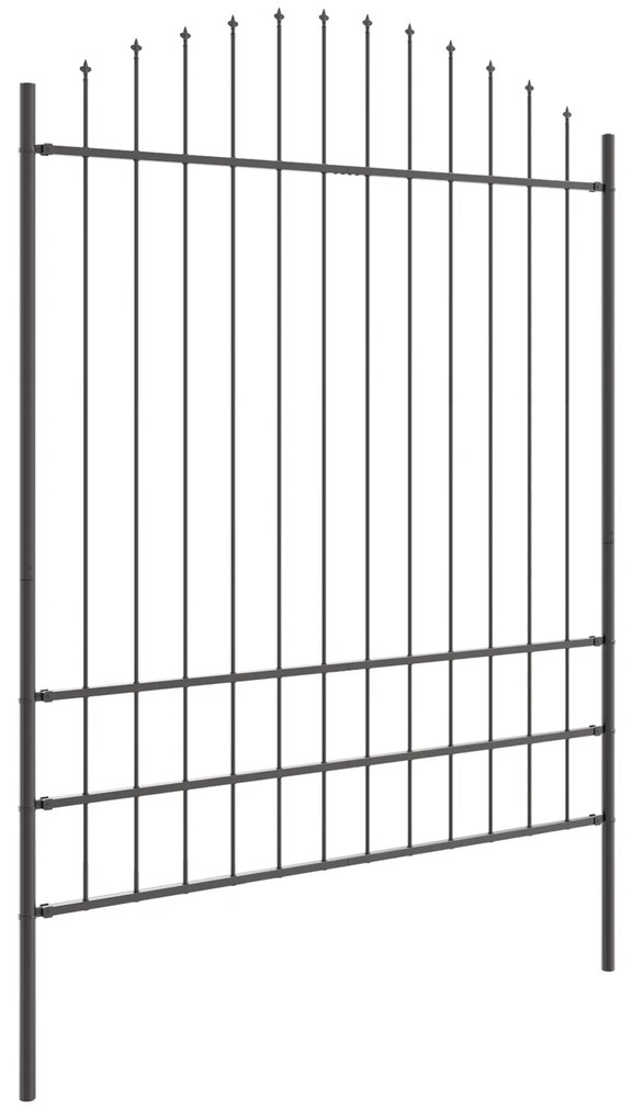 vidaXL Φράχτης κήπου με καμπύλη κορυφή, Γκρι, 6,8x2 μ, Χάλυβας
