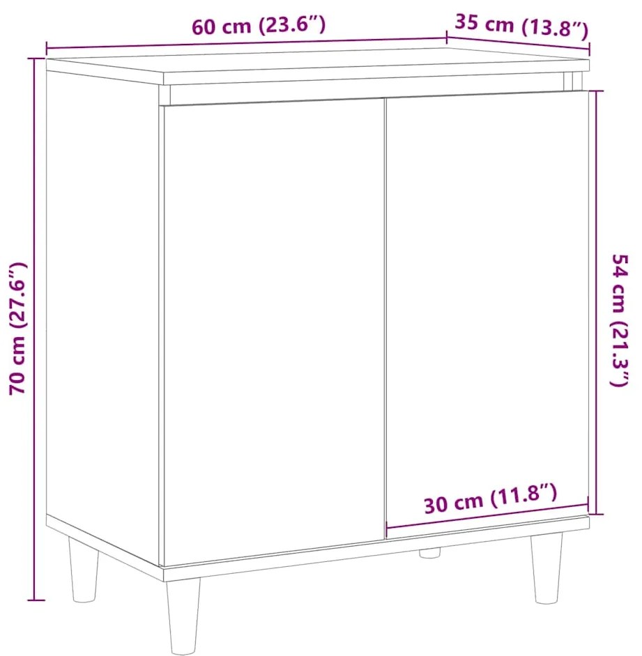 Μπουφές Τεχνίτης Δρυς 60x35x70 εκ. από Επεξεργασμένο Ξύλο - Καφέ