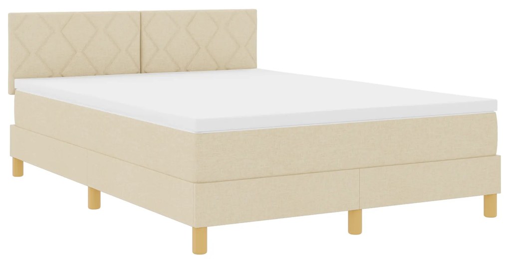 vidaXL Κρεβάτι με ελατήρια με στρώμα Κρεμ 160 x 200 cm ύφασμα