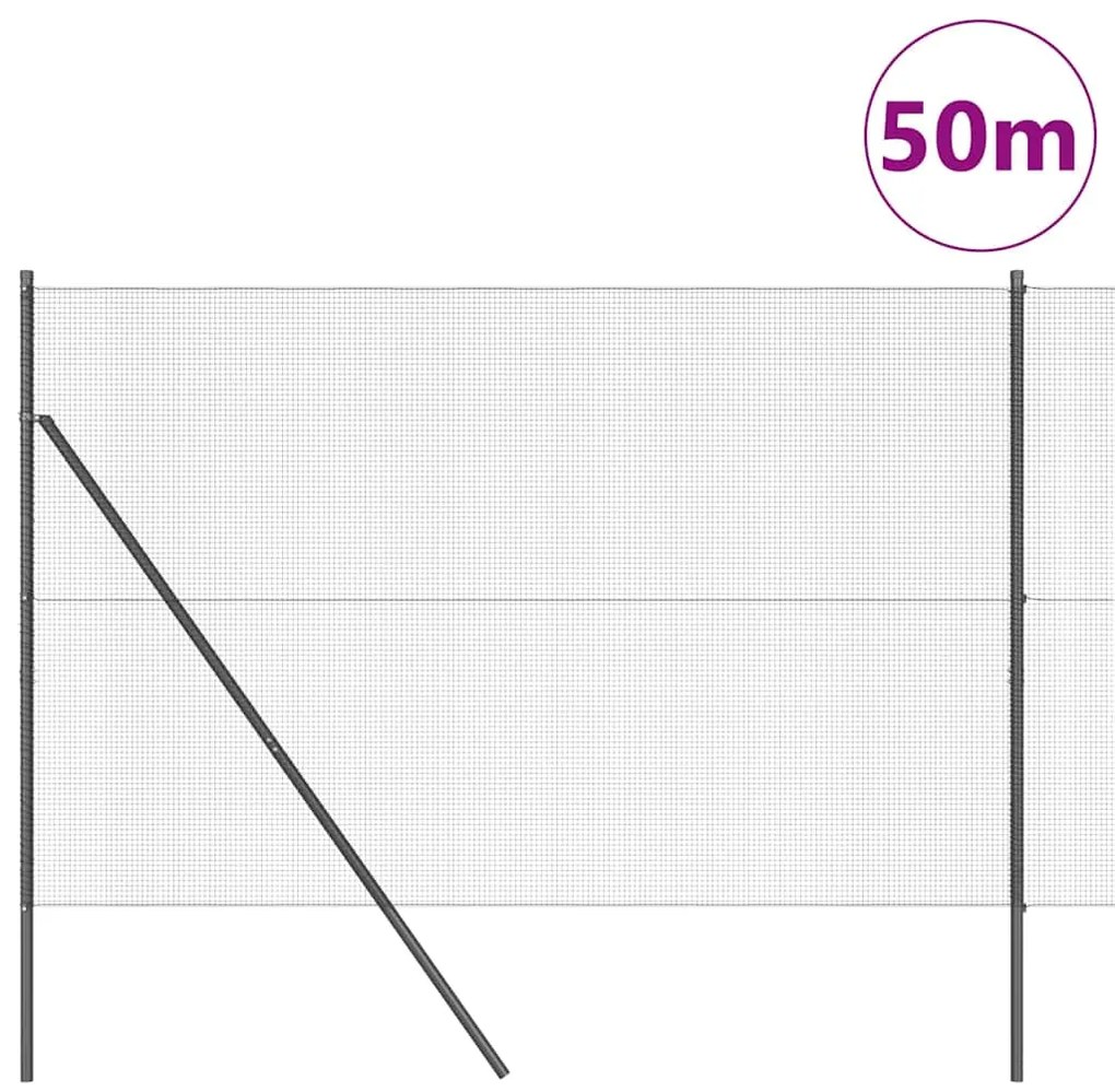 vidaXL Φράχτης με Στήλες. Γκρι 1.5 x 50 m Ατσάλι