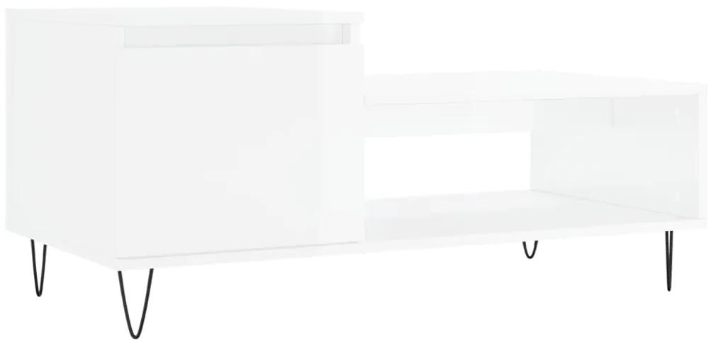 vidaXL Τραπεζάκι Σαλονιού Γυαλ. Λευκό 100x50x45 εκ. Επεξεργ. Ξύλο