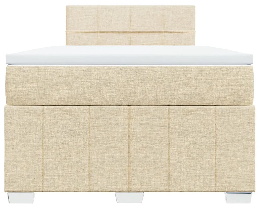 vidaXL Κρεβάτι Boxspring με Στρώμα Κρεμ 120x200 εκ. Υφασμάτινο