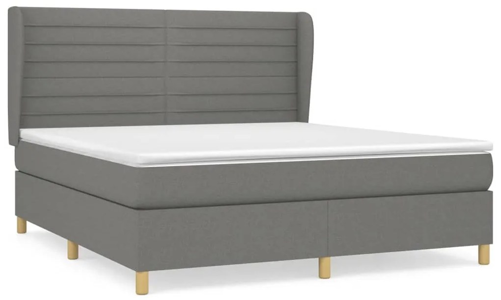 vidaXL Κρεβάτι Boxspring με Στρώμα Σκούρο Γκρι 160x200 εκ Υφασμάτινο