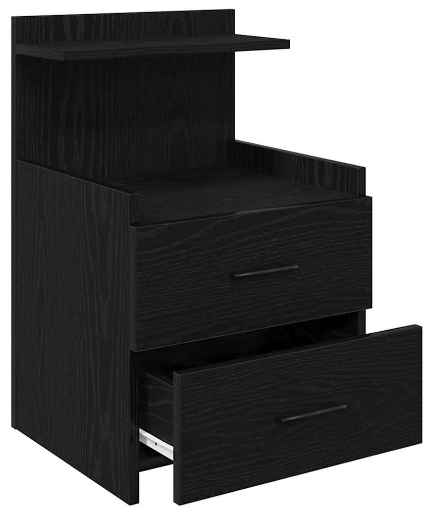 vidaXL Κομοδίνο με 2 Συρτάρια Μαύρο 40x36,5x62 εκ.