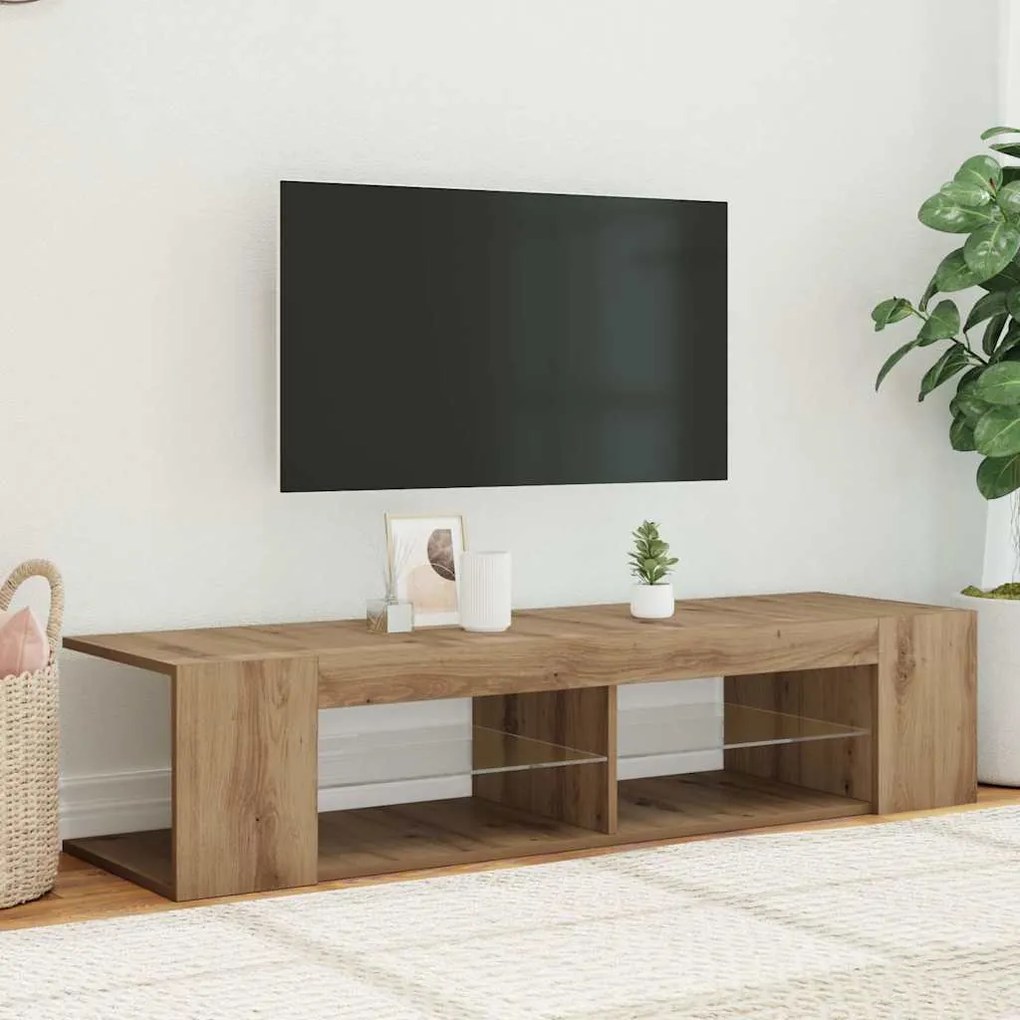 vidaXL Έπιπλο Τηλεόρασης με LED Αρτισιανή Δρυς 135x39x30 εκ Επεξ.Ξύλο