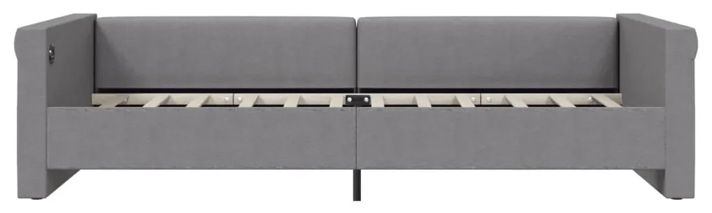 vidaXL Καναπές Κρεβάτι με Έξοδο USB Ανοιχτό Γκρι 90x200εκ. Υφασμάτινος