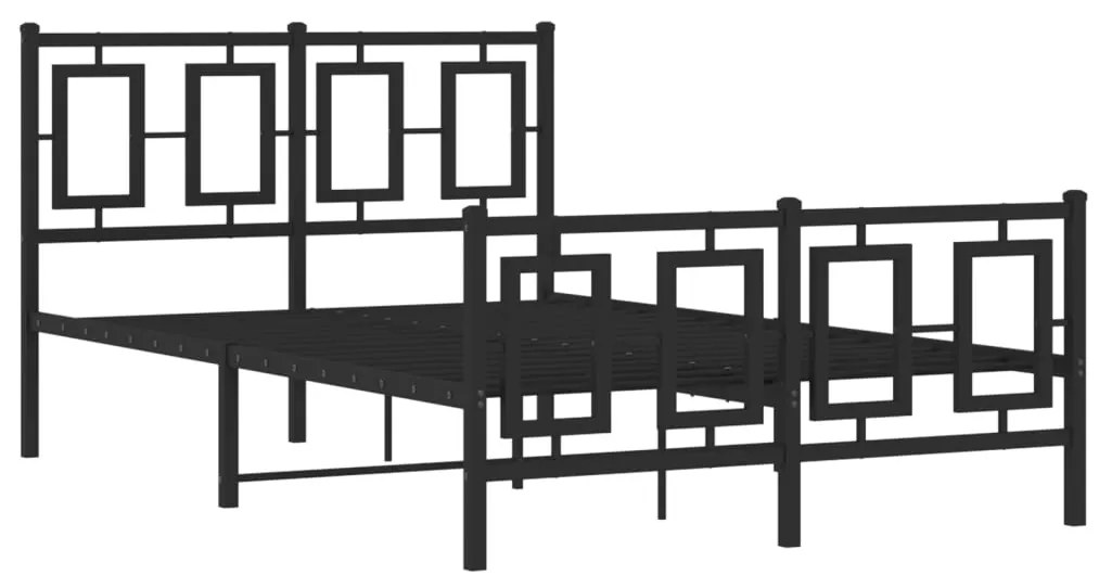 vidaXL Πλαίσιο Κρεβατιού με Κεφαλάρι&Ποδαρικό Μαύρο 120x200εκ. Μέταλλο