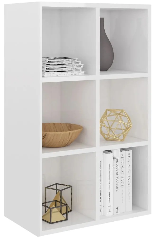 vidaXL Ραφιέρα/Βιβλιοθήκη Γυαλιστερό Λευκό 66x30x98 εκ. Επεξ. Ξύλο
