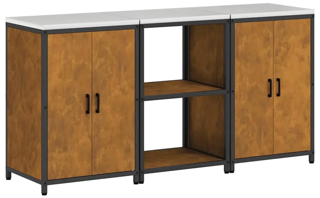 vidaXL Σετ Αποθήκευσης Κουζίνας με ράφι με αποθήκευση 3 pcs Σκ rusty