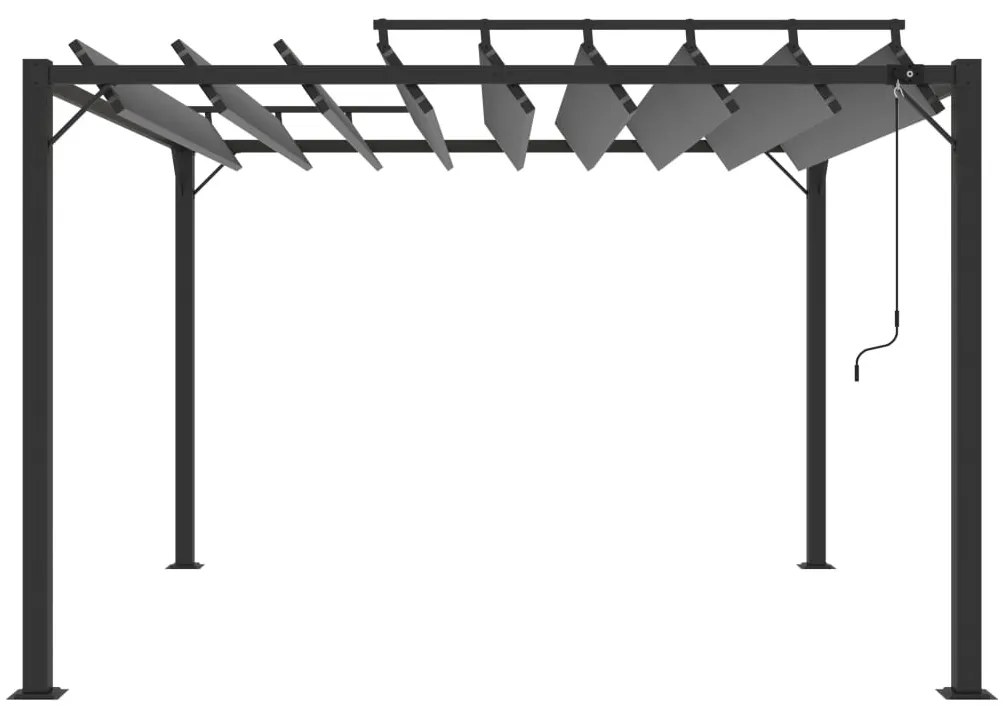 vidaXL Κιόσκι με Ανοιγόμενη Οροφή Ανθρακί 3x3 μ. Ύφασμα και Αλουμίνιο
