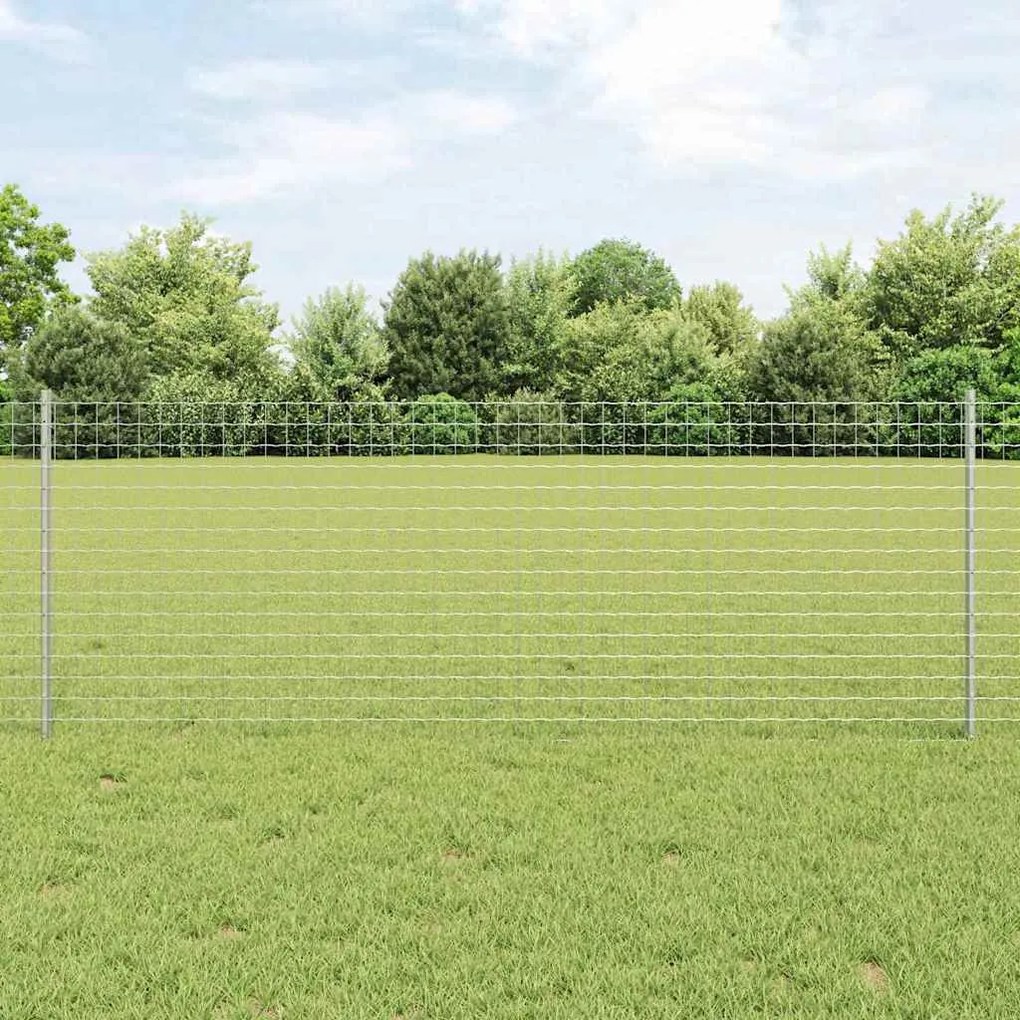 vidaXL Φράχτης με Στήλες. Ασημί 0.8 x 10 m Ατσάλι