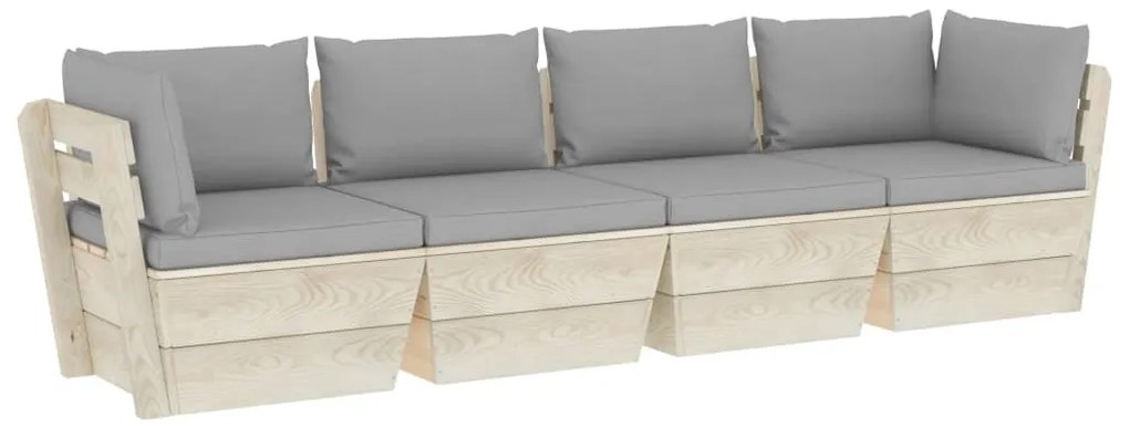 vidaXL Καναπές Κήπου Παλέτας Τετραθέσιος Ξύλο Ερυθρελάτης με Μαξιλάρια