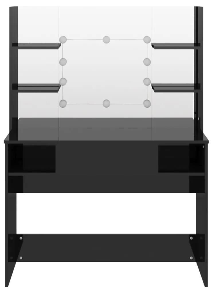 vidaXL Έπιπλο Μακιγιάζ με Φωτισμό LED Λαμπερό Μαύρο 100x40x135 εκ. MDF