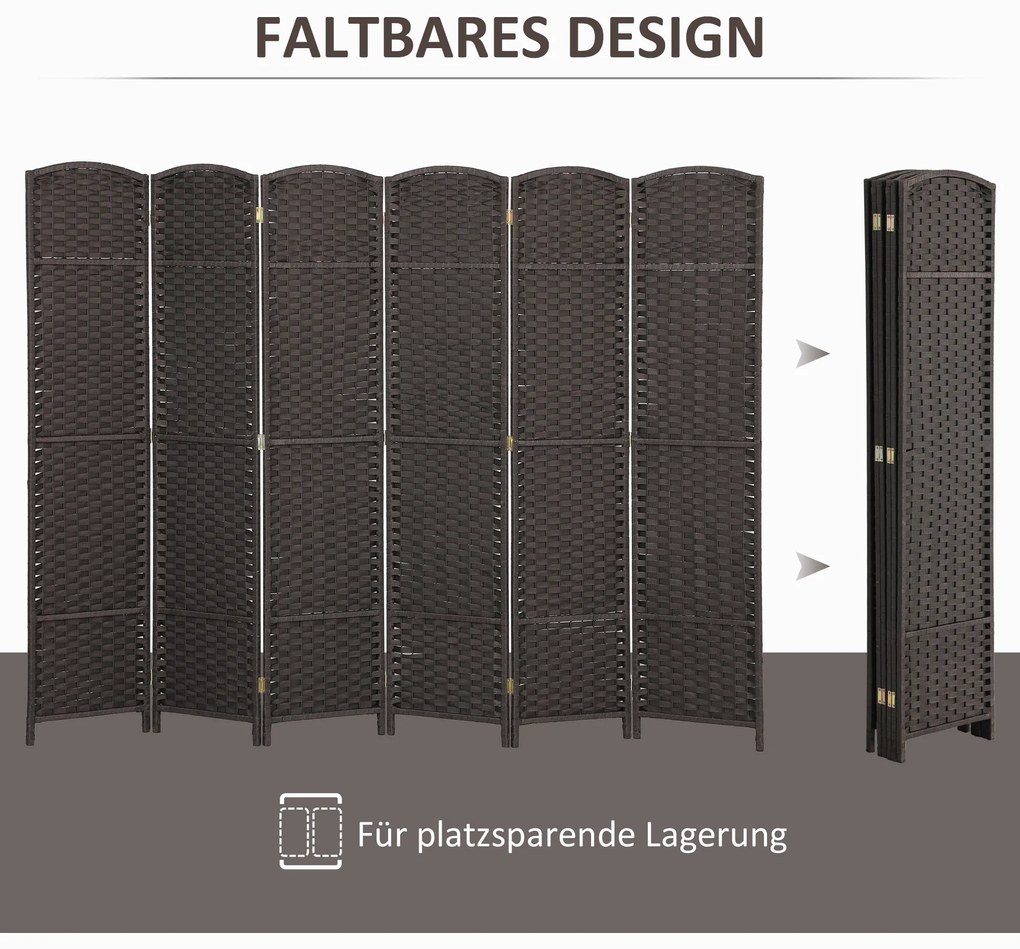HOMCOM Διαχωριστικό δωματίου 6 πάνελ, πτυσσόμενο, για σαλόνι, υπνοδωμάτιο, γραφείο, καφέ
