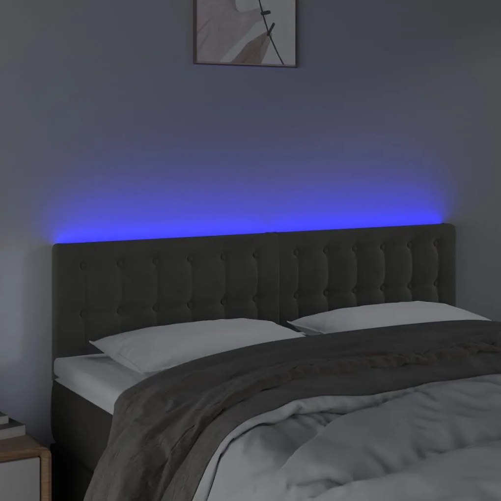 Κεφαλάρι Κρεβατιού LED Σκούρο Γκρι 144x5x78/88 εκ. Βελούδινο 3122095
