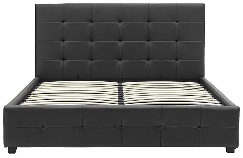 Κρεβάτι Roi pakoworld 160x200 PU μαύρο ματ + αποθηκευτικό χώρο