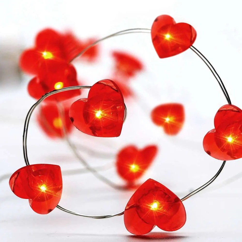 Φωτιστικό Γιρλάντα Με Μπαταρία "Red Heart"20 X01204115 1,2W Led 2M+10cm Red-Silver Aca