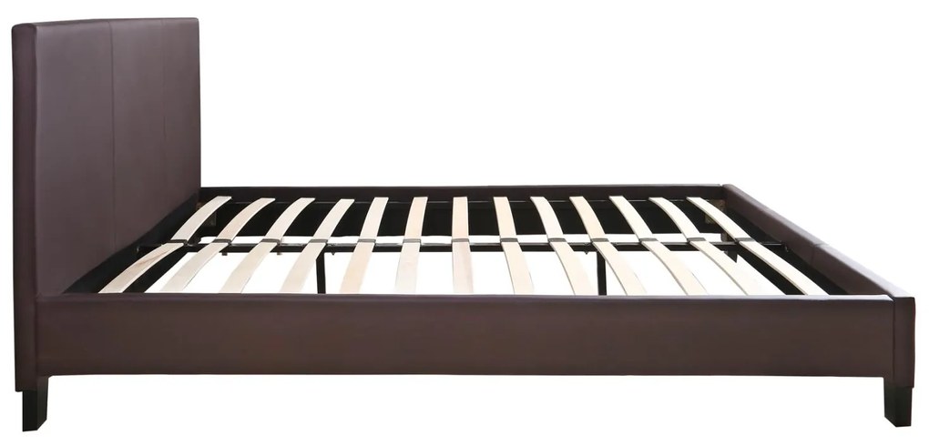 Επενδυμένο Κρεβάτι με Στρώμα BECCA Διπλό Καφέ Τεχνόδερμα 150x200εκ 157x207x96 εκ.