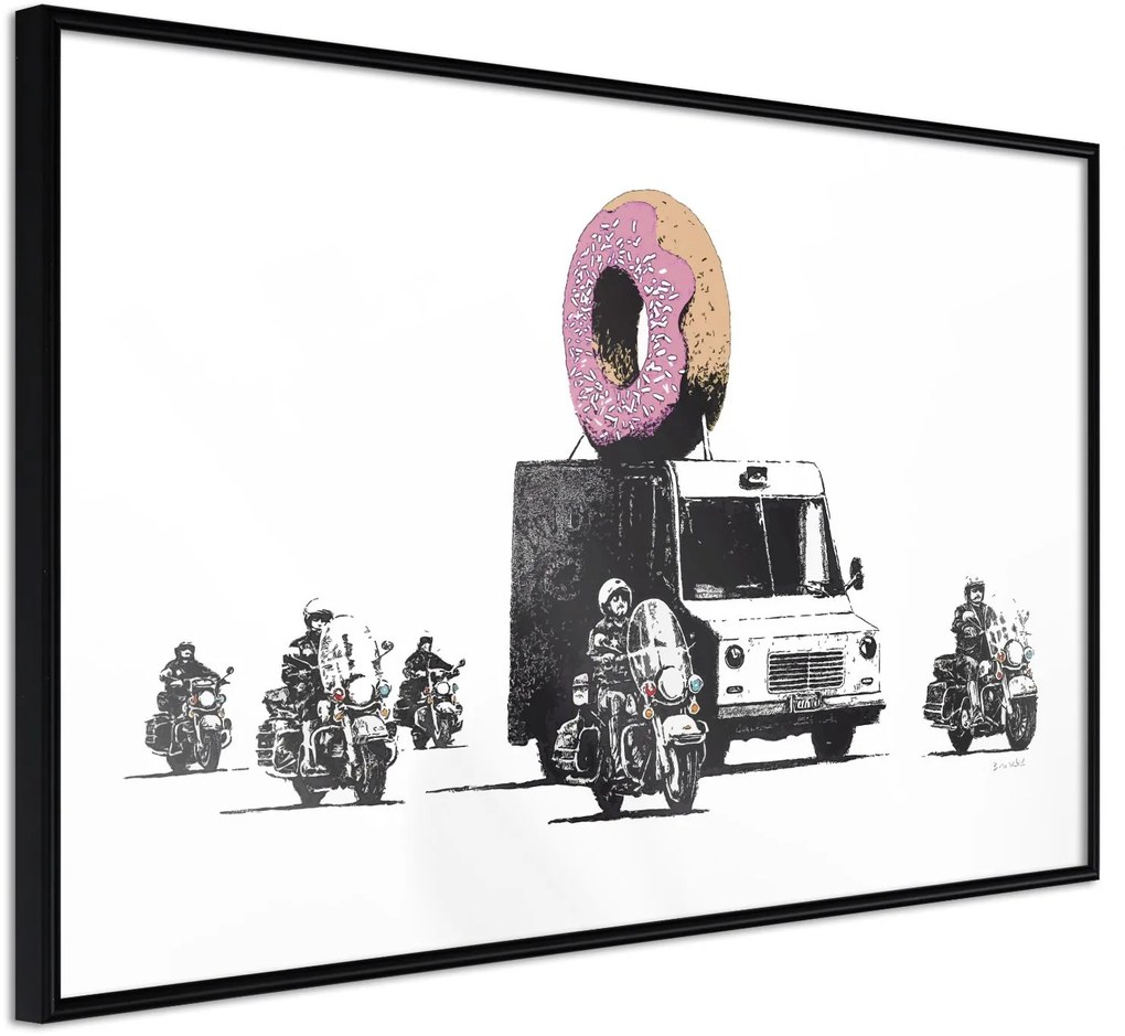 Αφίσα - Banksy: Donuts (Strawberry) - 30x20 - Μαύρο - Χωρίς πασπαρτού