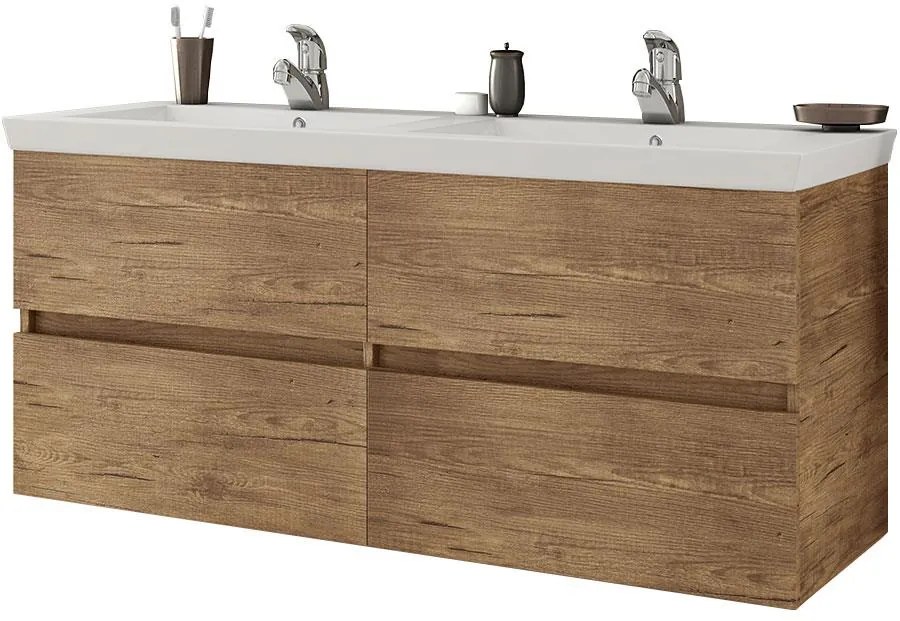 Πάγκος μπάνιου με Νιπτήρα Luxus 120 Pl Wood Dark