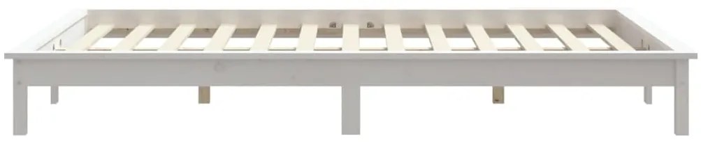 vidaXL Πλαίσιο Κρεβατιού Λευκό 150x200 εκ. Μασίφ Ξύλο Πεύκου King Size