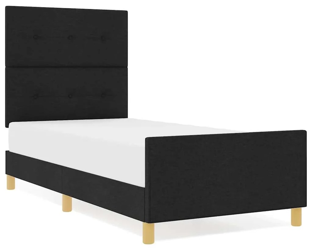 vidaXL Σκελετός Κρεβατιού με κεφαλάρι Μαύρο 100 x 200 cm ύφασμα
