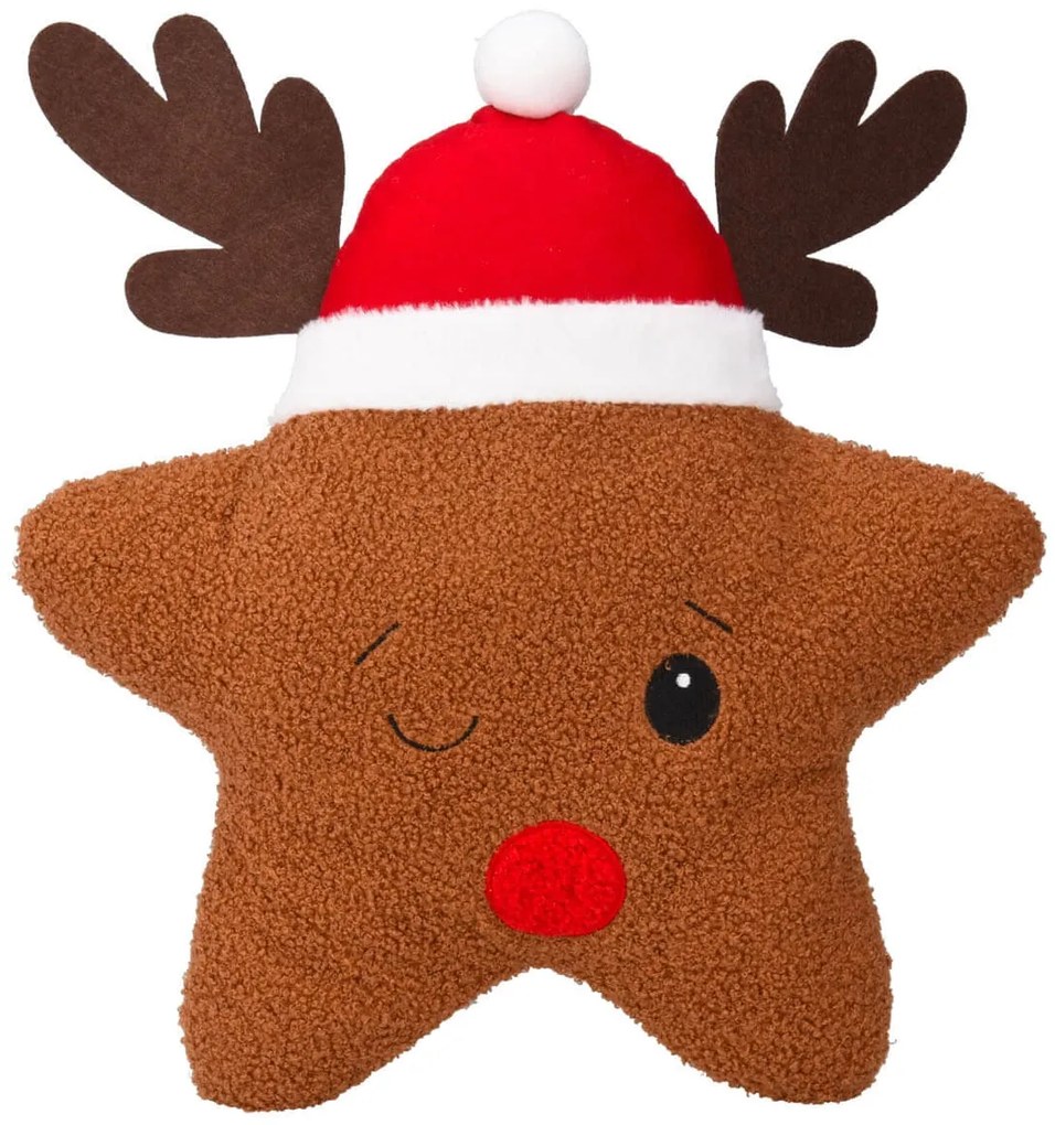 Διακοσμητικό Μαξιλάρι Αστέρι - Τάρανδος με διαστάσεις 38x10x43cm - Brown