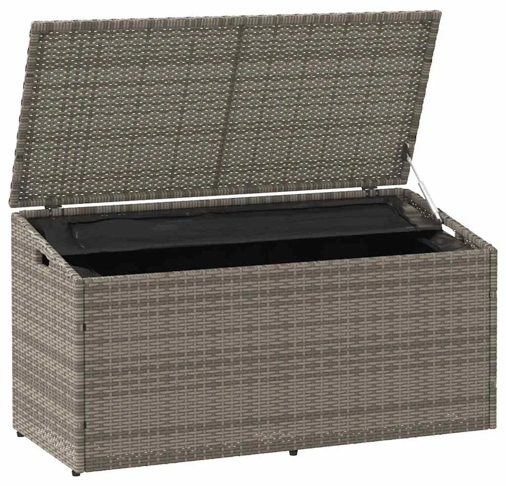 vidaXL κουτί αποθήκευσης κήπου γκρι 110x50x58 cm Poly Rattan