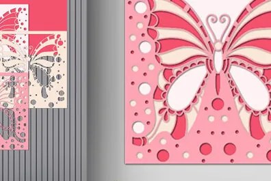 Σετ των 2 Intra απο ξύλο plywood 3mm-4mm πάχος Κουτί σκιάς πεταλούδας Διακόσμηση τοίχου με Δίασταση 25x25 cm INTRAFABR-71380171