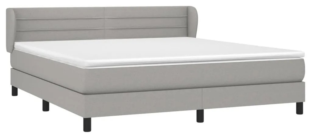 Κρεβάτι Boxspring με Στρώμα Ανοιχτό Γκρι 180x200 εκ. Υφασμάτινο - Γκρι