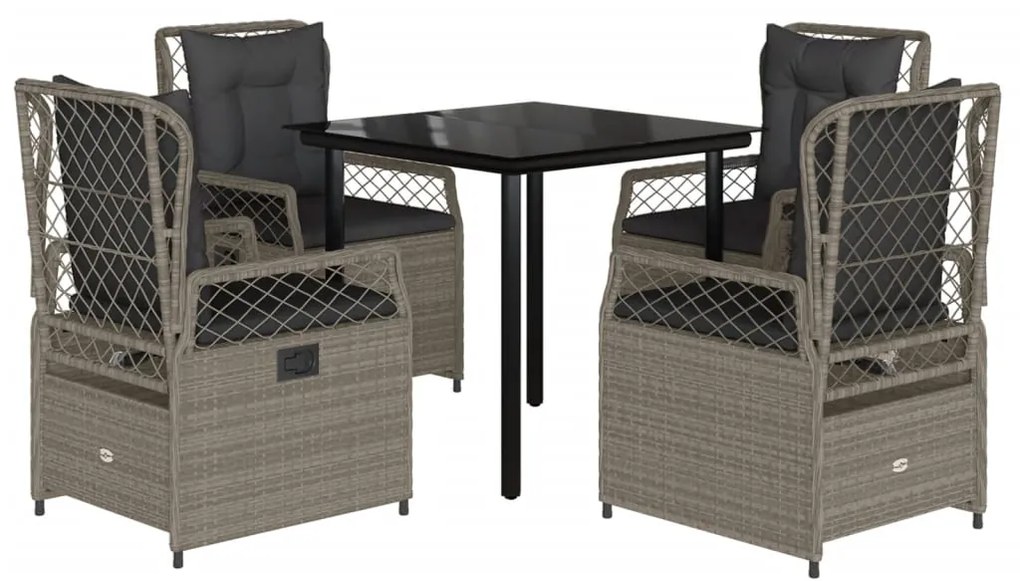 vidaXL Σετ Τραπεζαρίας Κήπου 5 τεμ. Αν. Γκρι Συνθ. Ρατάν με Μαξιλάρια