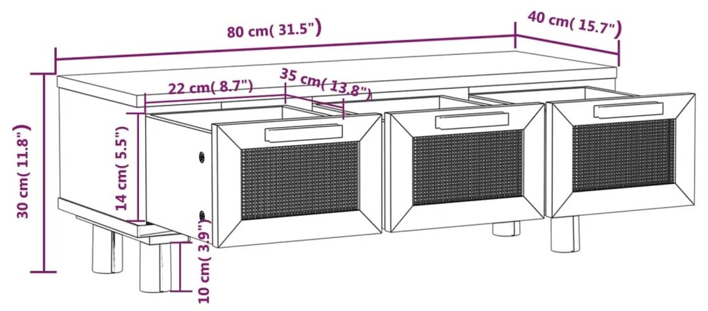 ΤΡΑΠΕΖΑΚΙ ΣΑΛΟΝΙΟΥ ΛΕΥΚΟ 80X40X30 ΕΚ. ΕΠΕΞ. ΞΥΛΟ &amp; ΜΑΣΙΦ ΠΕΥΚΟ 345618