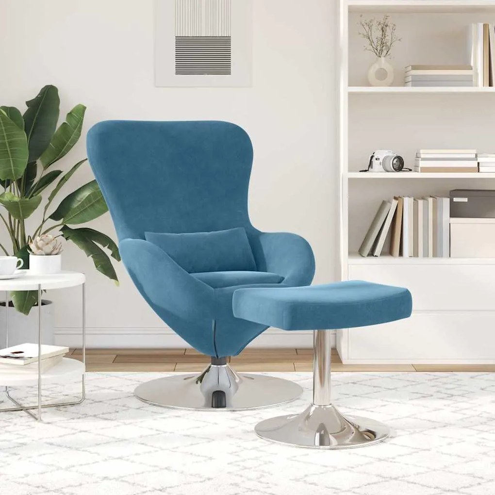 vidaXL Κάθισμα-αυγό 2 pcs Μπλε 63 x 73 x 90 εκ Βελούδο