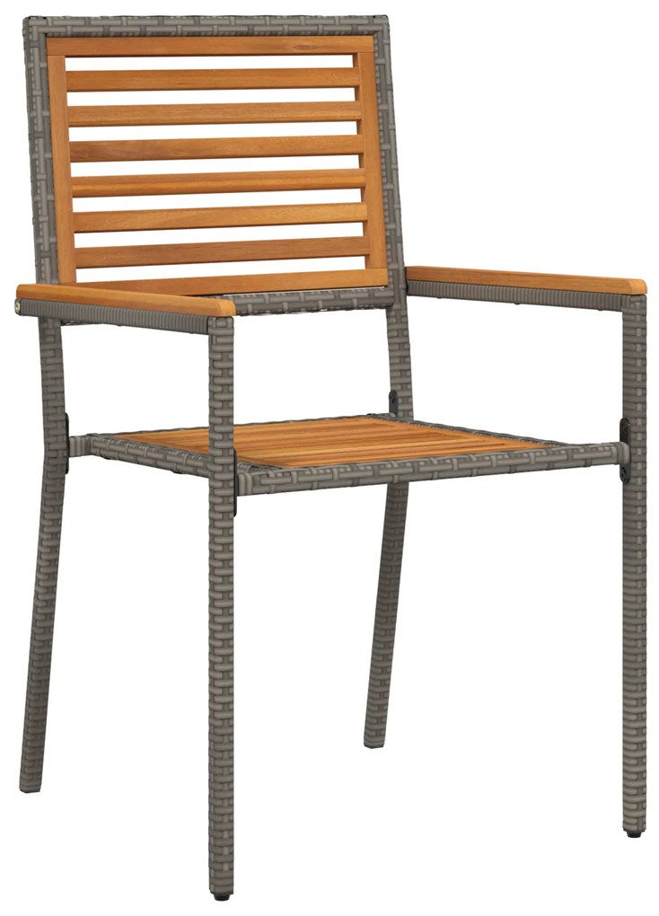 vidaXL Σετ κήπου 5 τεμαχίων γκρι πολυ rattan, ακακία.