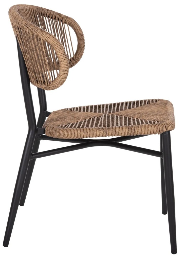 Καρέκλα EULO C6049.02 Αλουμινίου Μαύρο με Συνθετικό Rattan Μπέζ 49x60x78Υ εκ. 49x60x78 εκ.