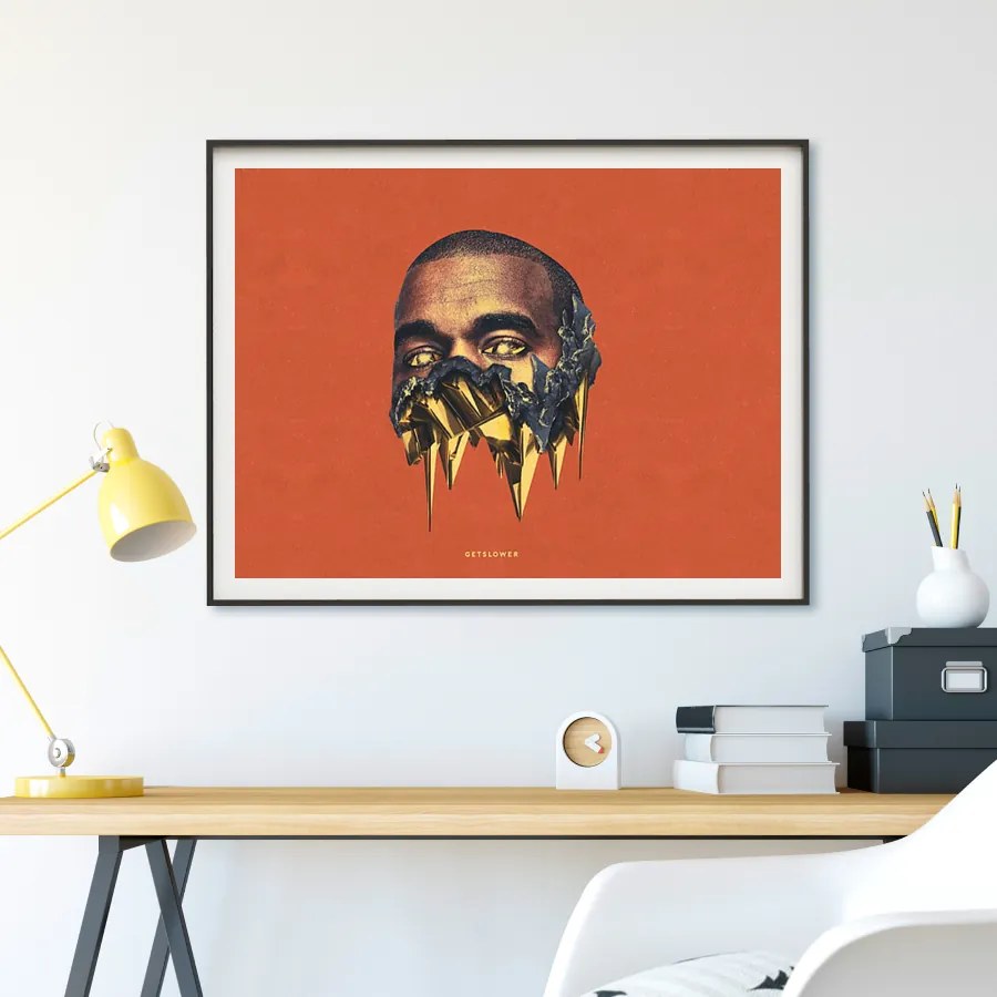 Πόστερ &amp; Κάδρο Kanye West MS024 30x40cm Μαύρο Ξύλινο Κάδρο (με πόστερ)