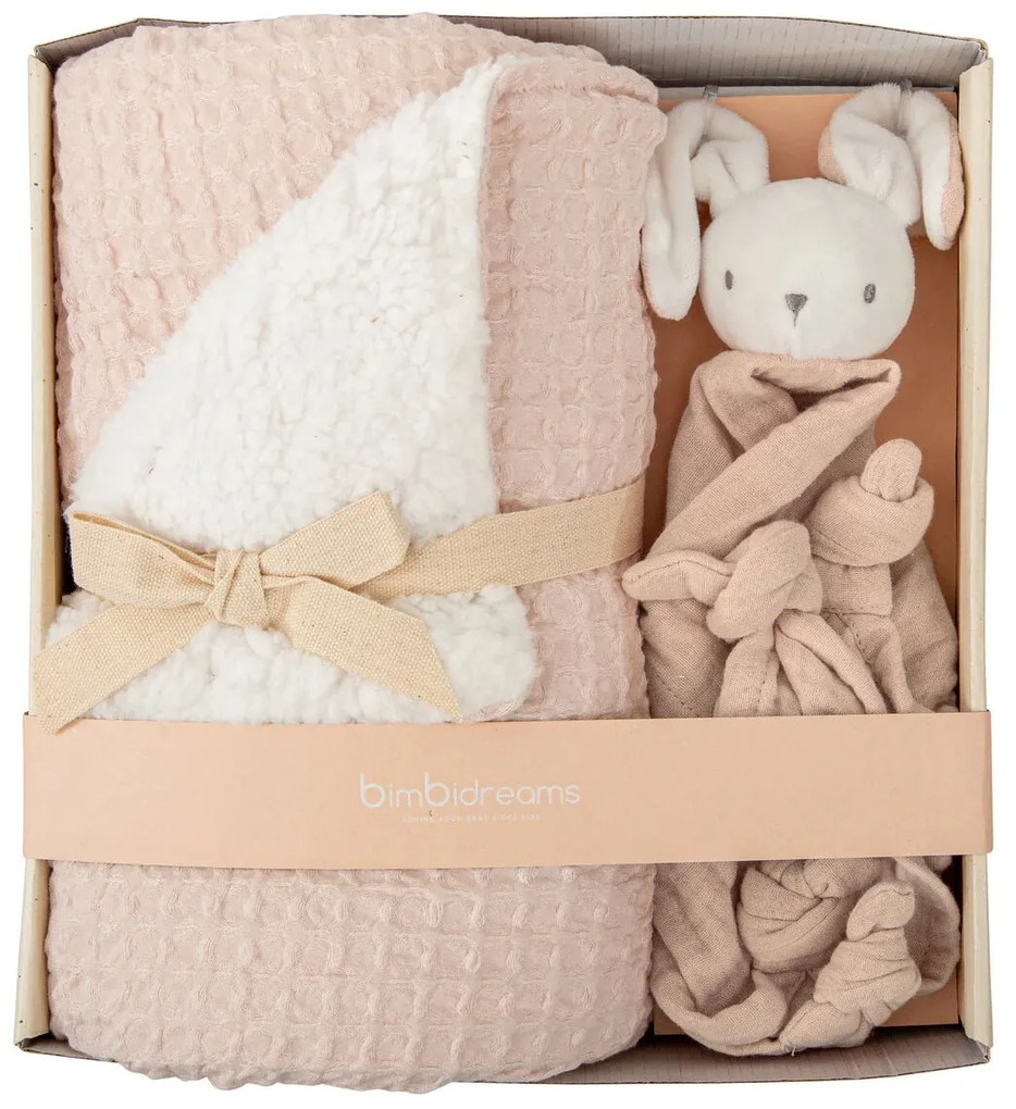 Κουβέρτα Fleece Αγκαλιάς (75x90) + Πανάκι Παρηγοριάς Bimbidreams Ροζ