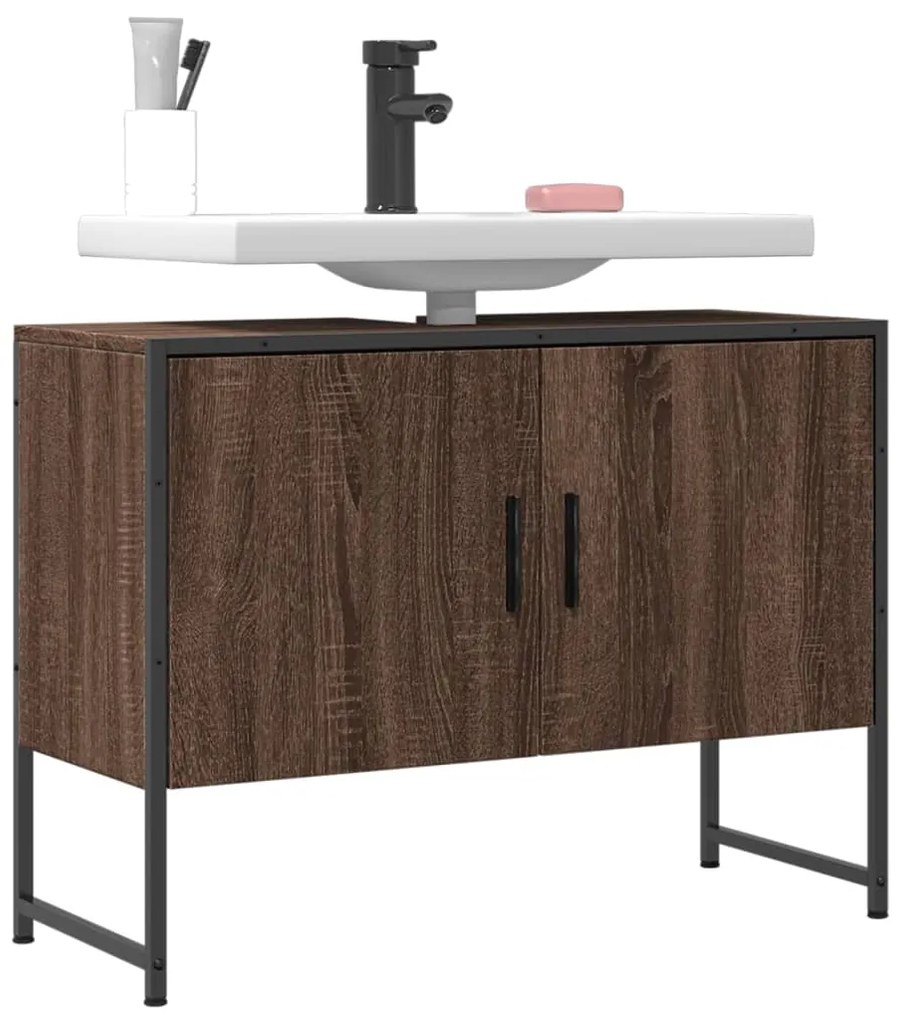 Ντουλάπι Μπάνιου Νιπτήρα Καφέ Δρυς 80 x 33 x 60 εκ. Επεξ. Ξύλο