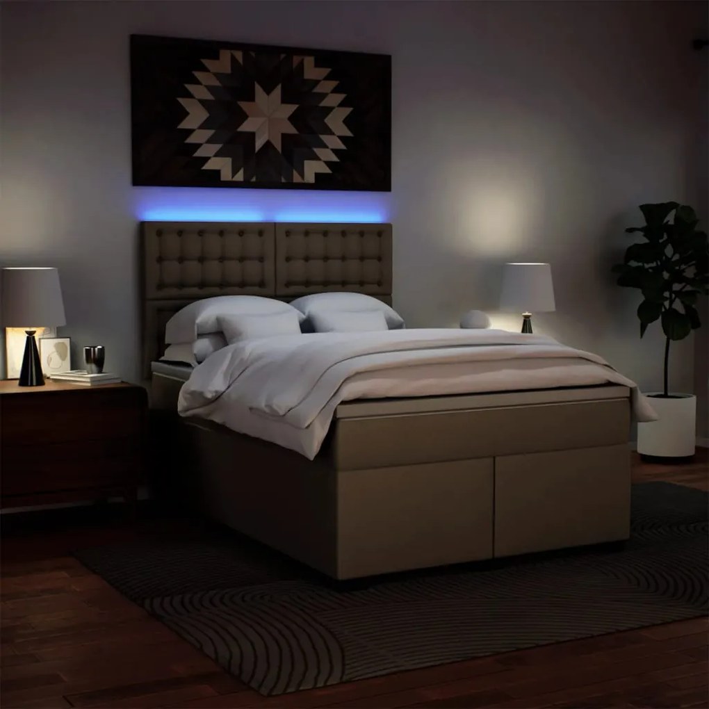 vidaXL Κρεβάτι Boxspring με Στρώμα Καπουτσίνο 160x200εκ.από Συνθ.Δέρμα