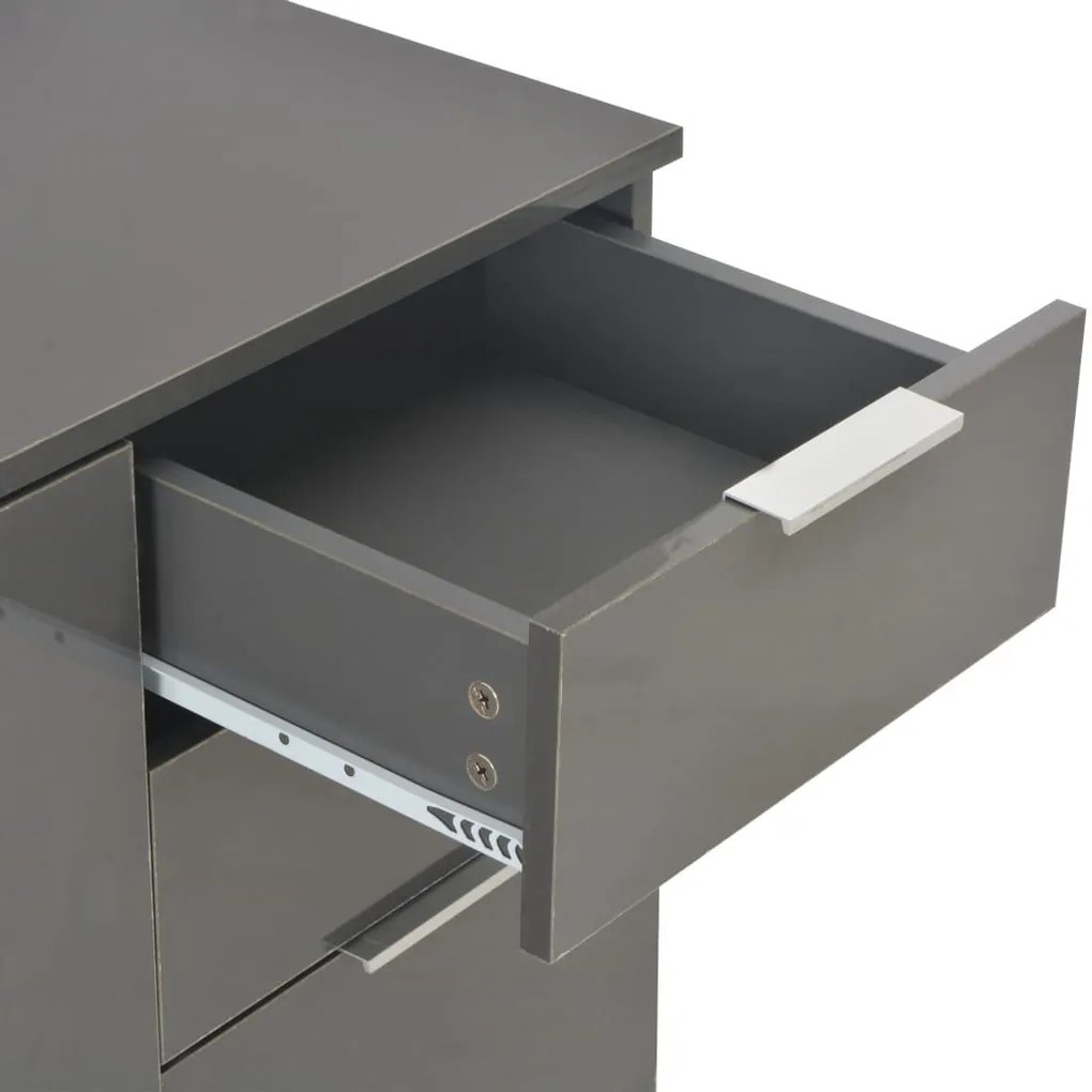Μπουφές Ψηλός Γυαλιστερός Γκρι 71x35x80 εκ. Επεξεργασμένο Ξύλο - Γκρι