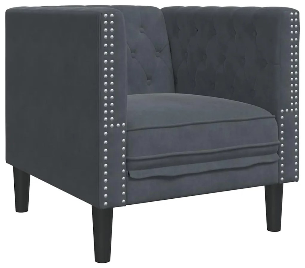 vidaXL Πολυθρόνα Τσέστερφιλντ Σκούρο γκρι 71 x 74.5 x 70.5 εκ. Βελούδο