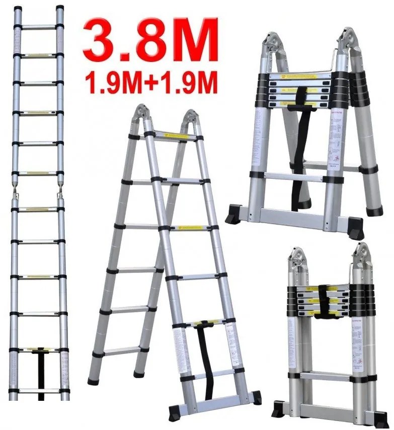 oem ΔΙΠΛΗ ΤΗΛΕΣΚΟΠΙΚΗ ΣΚΑΛΑ ΑΛΟΥΜΙΝΙΟΥ 1,9m+1,9m