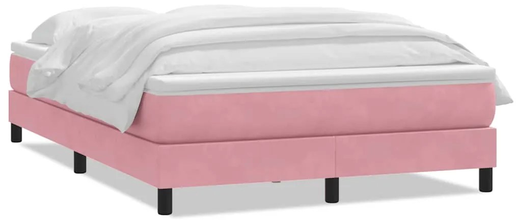 vidaXL Κρεβάτι Boxspring με Στρώμα Ροζ 160x210 εκ. Βελούδινο