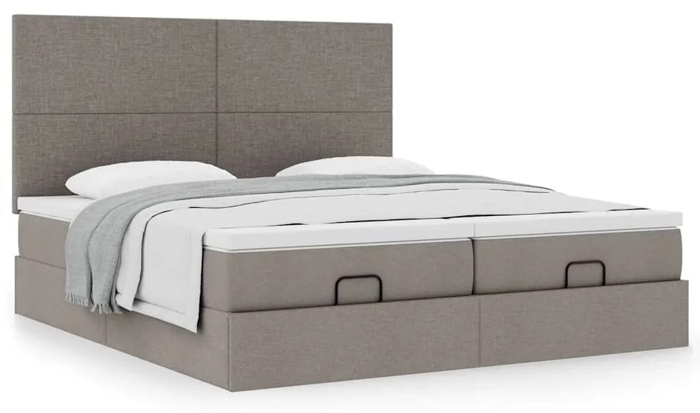 vidaXL Οθωμανικό κρεβάτι με στρώματα Taupe 200x200cm ύφασμα