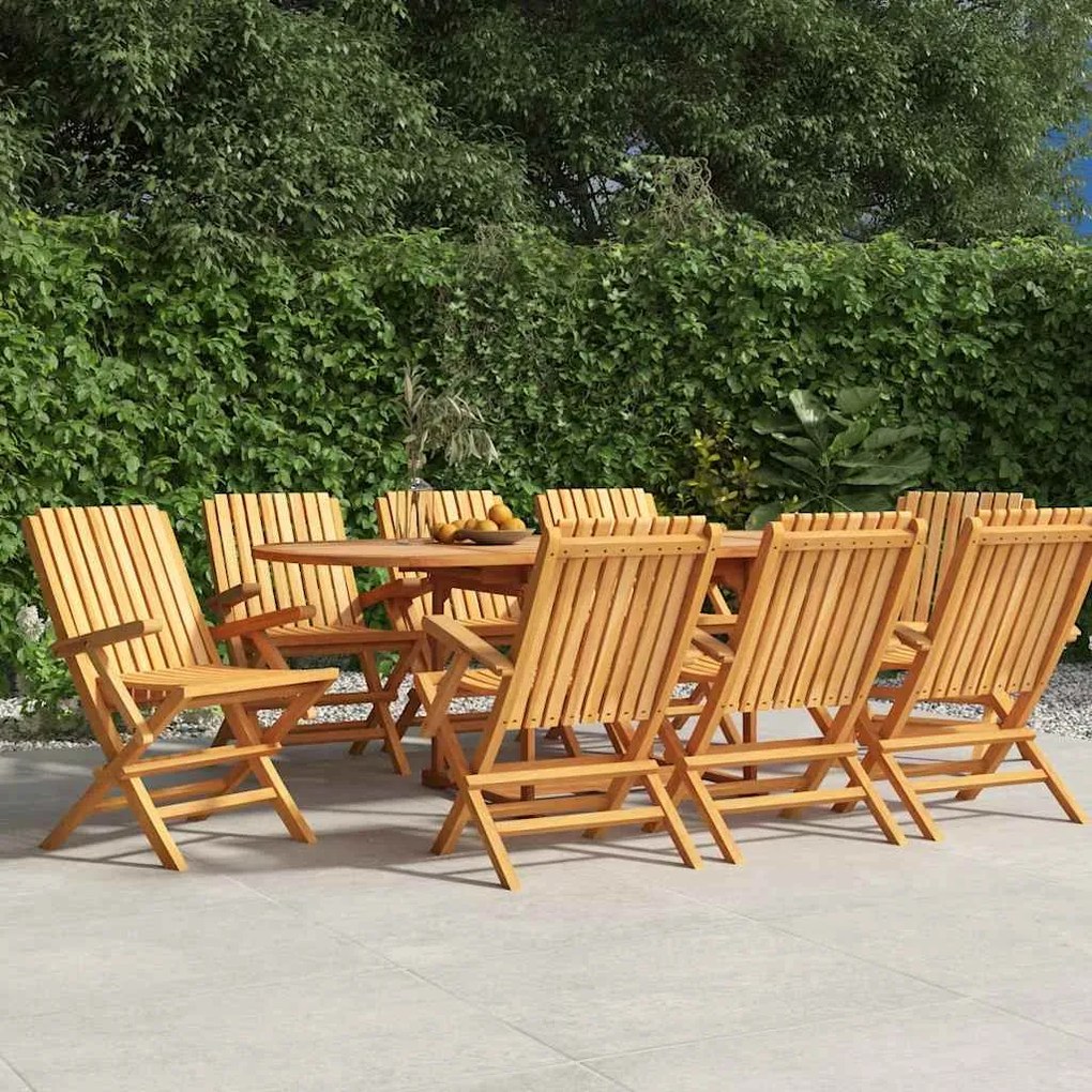 vidaXL Καρέκλες Κήπου Πτυσσόμενες 8 τεμ. 61x67x90 εκ. Μασίφ Ξύλο Teak