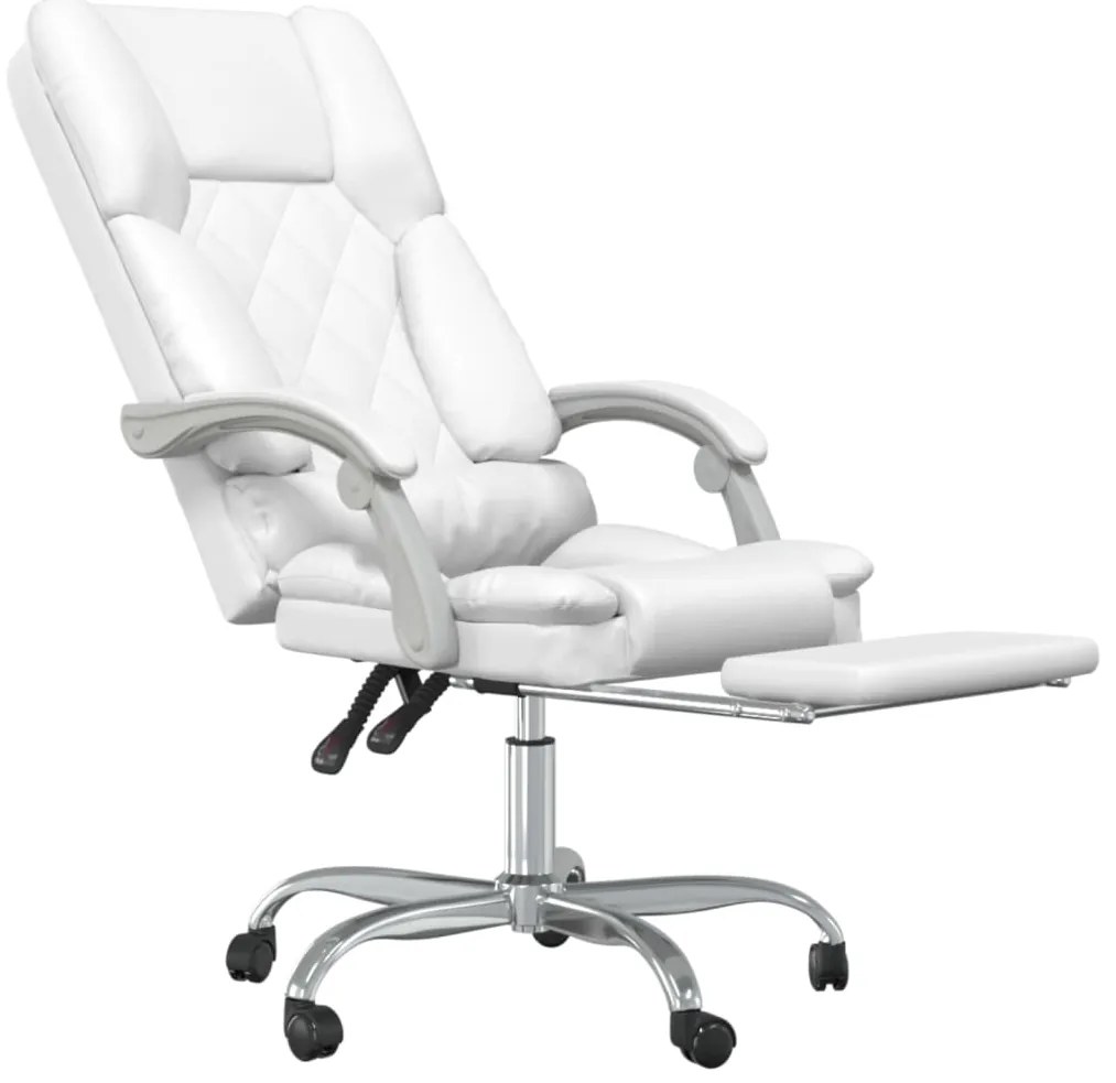 vidaXL Πολυθρόνα Γραφείου Μασάζ Ανακλινόμενη Λευκό από Συνθετικό Δέρμα