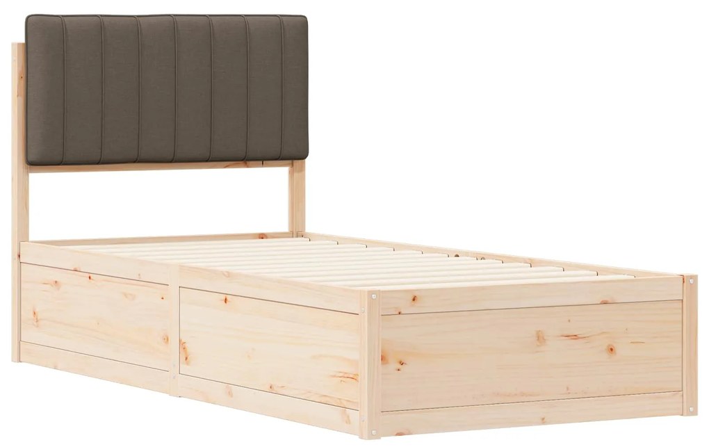 vidaXL Σκελετός Κρεβατιού με Επενδεδυμένο Κεφαλάρι Taupe 90 x 200 cm